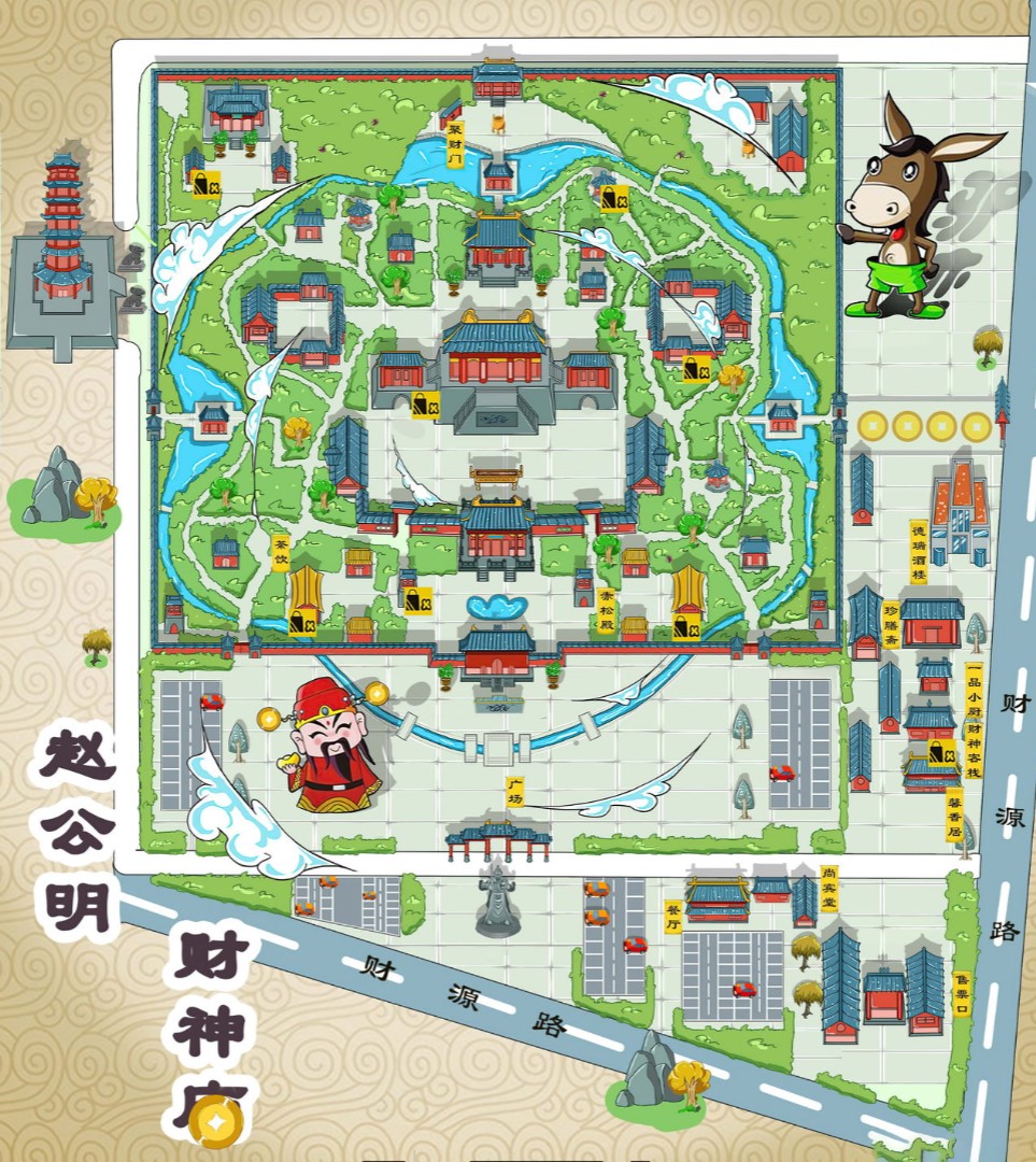 平陆寺庙类手绘地图